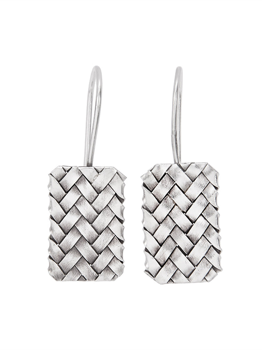 Women Vintage S925Silver Knitted Ethnic Earrings