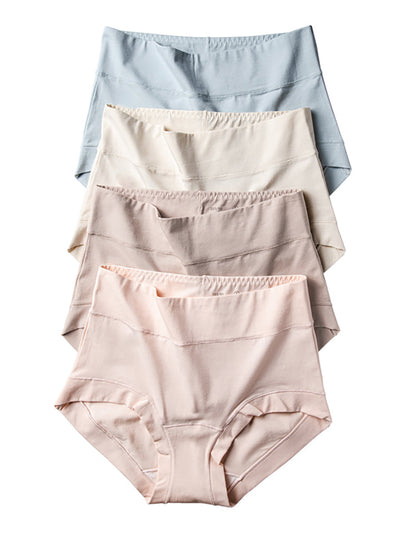 6 Pieces Summer Women Pure Color High Waist Underwear