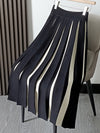 A-Line Loose Contrast Color Pleated Skirts Bottoms