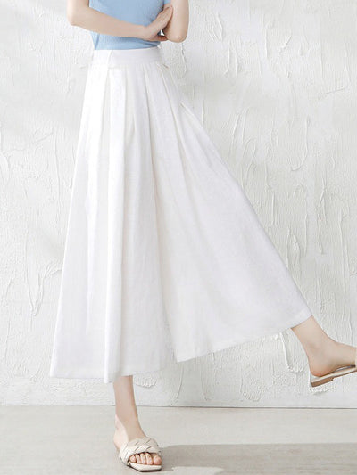 5 Colors Loose Solid Color Ramie Cotton Wide Leg Pants