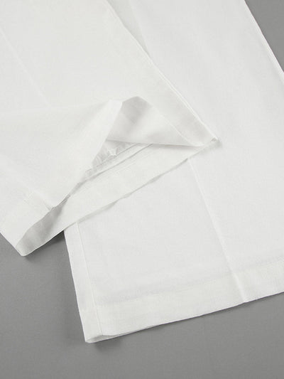 Elasticated Waist High Waisted Pleated Solid Color Split-Joint Pants