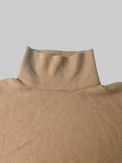 Long Sleeves Loose Solid Color High Neck Midi Dresses Sweater Dresses