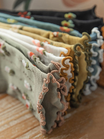 5 Pairs Women Summer Artsy Flower Jacquard Socks