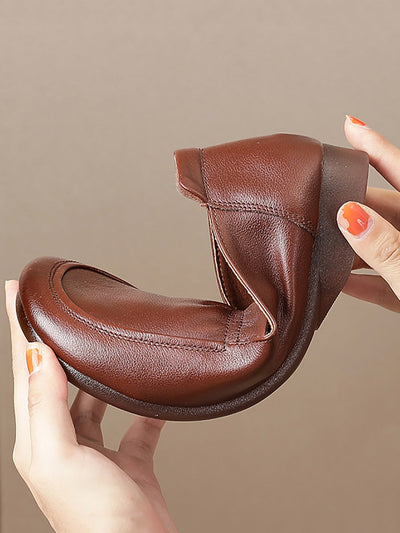 Women Casual Soft Genuine Leather Low Heel Shoes