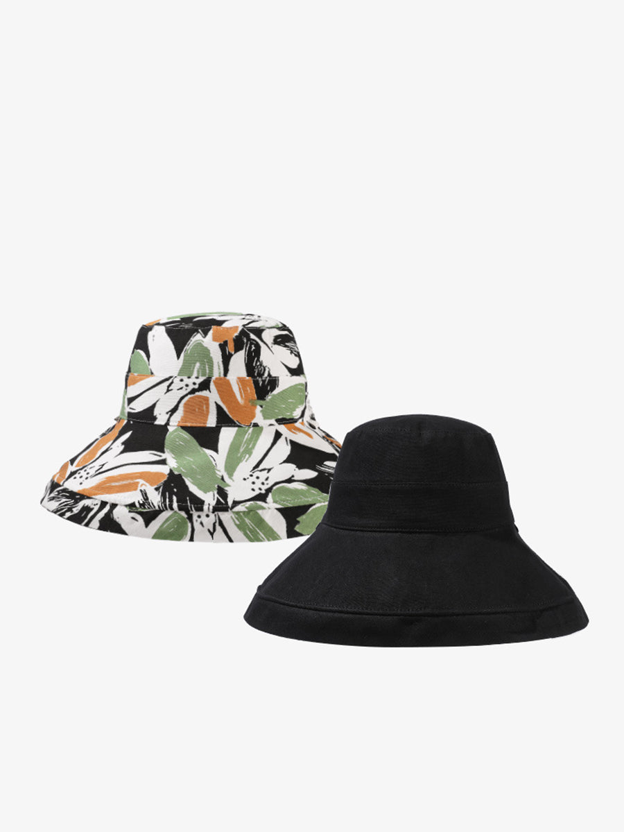 Women Summer Flower Dual-side Wearing Sunproof Hat