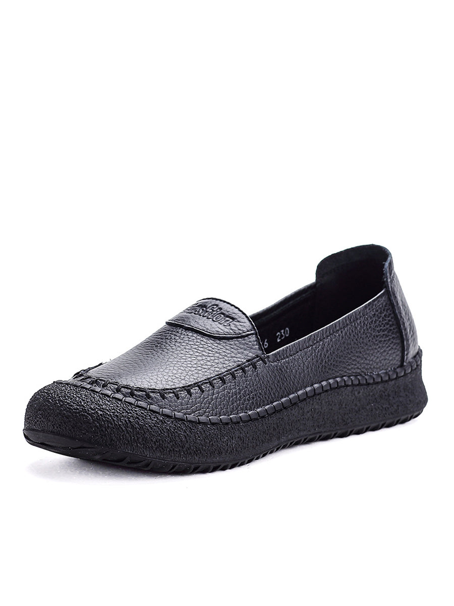 Women Summer Casual Genuine Leather Platform Shoes