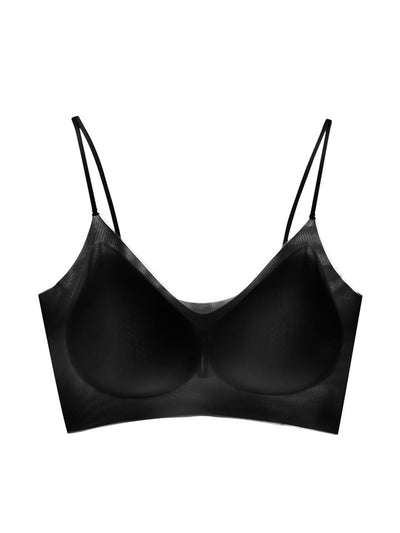 Women Artsy Summer Pure Color Satin Seamless Bra