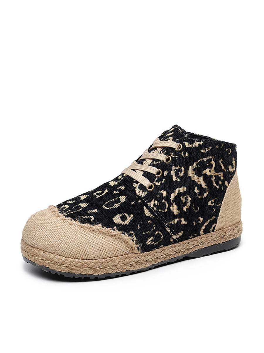Women Ethnic Print Linen Cotton Shoes