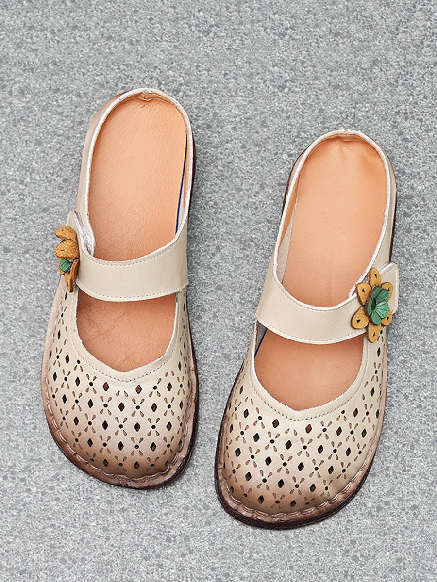 Women Summer Vintage Genuine Leather Sandals