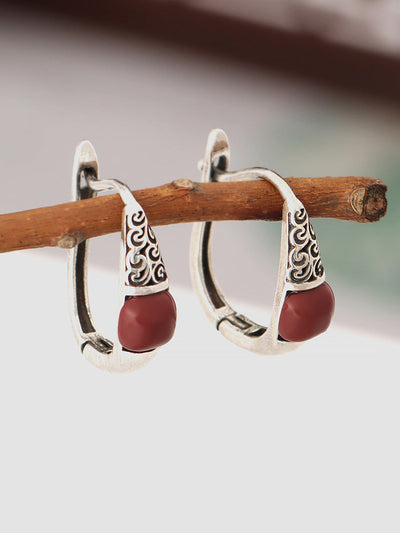 Women Ethnic Cooper-plating Silver Earrings