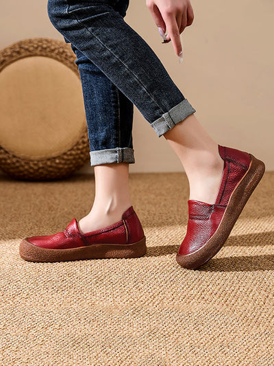 Women Summer Casual Genuine Leather Flat Shoes