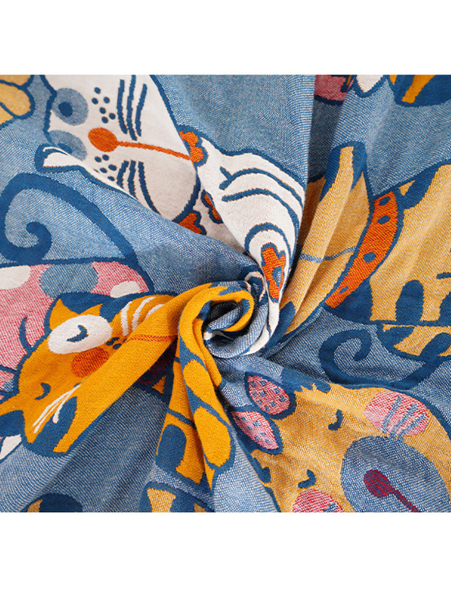 100%Cotton Queen Bedcover Cur Cat Sofa Blanket