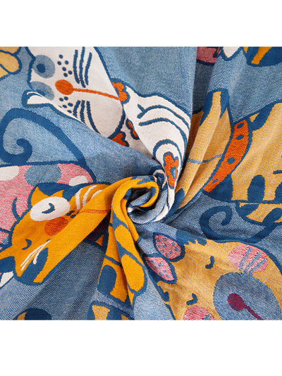 100%Cotton Queen Bedcover Cur Cat Sofa Blanket