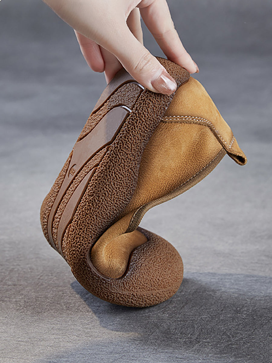 Women Summer Genuine Leather Colorblock Flat Shoes