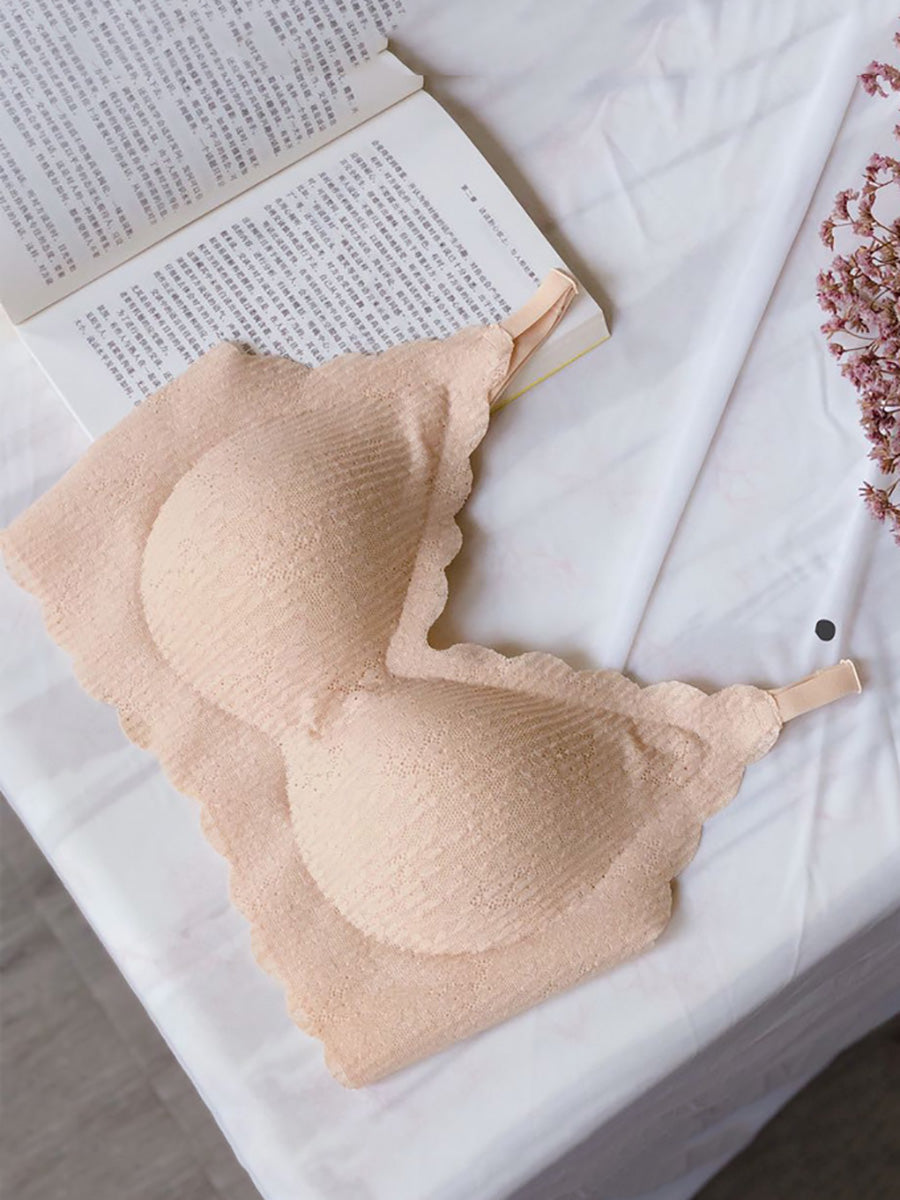 Women Summer Casual Pure Color Satin Seamless Bra