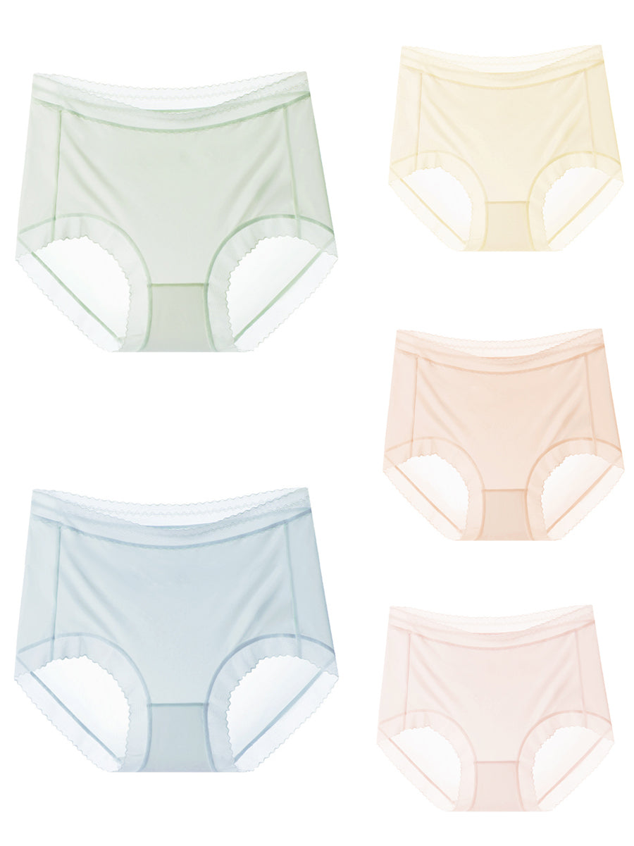 5 Pieces Summer Women Thin High Waist Underwear