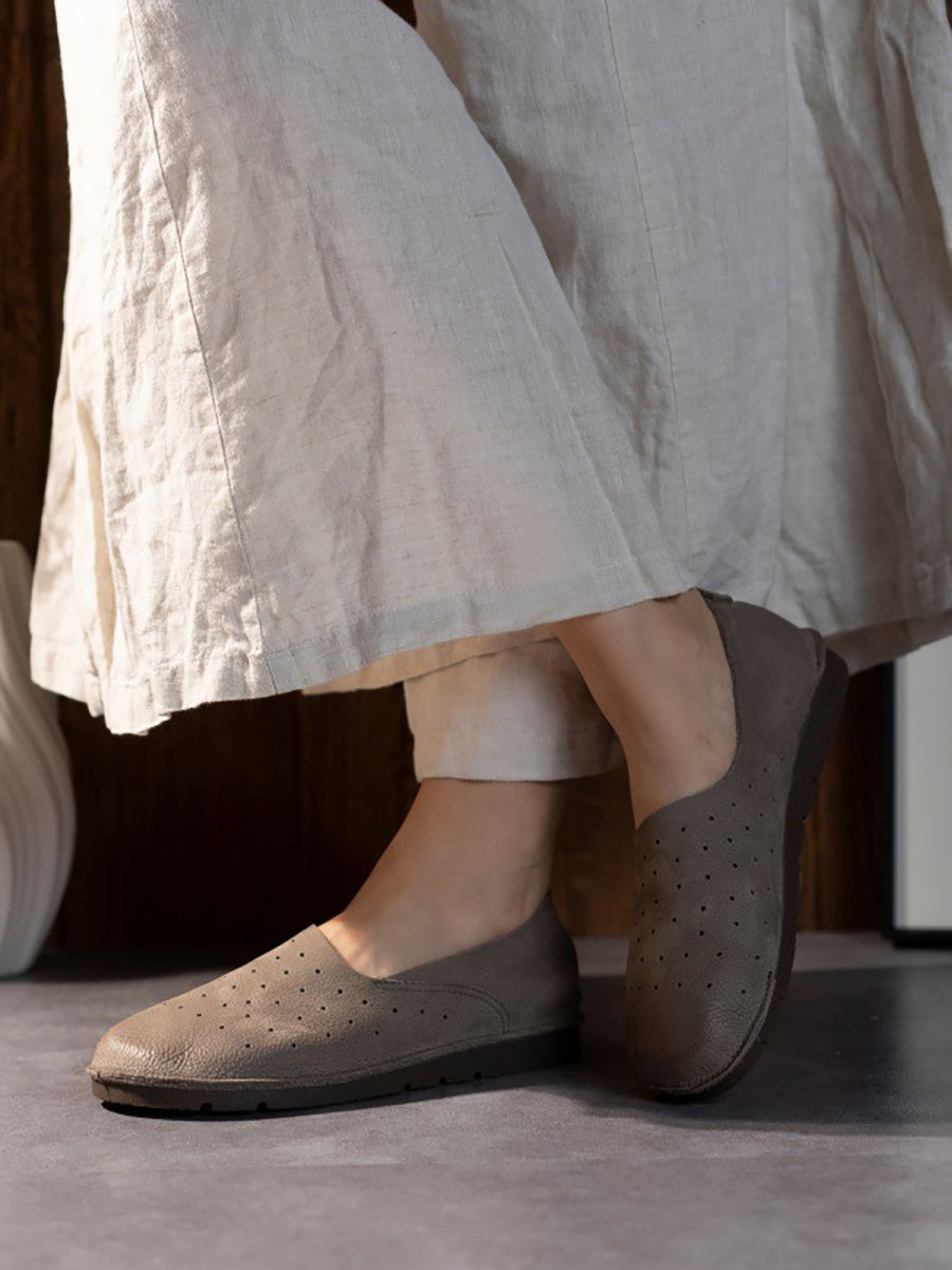 Couple Summer Soft Leather Low Heel Shoes