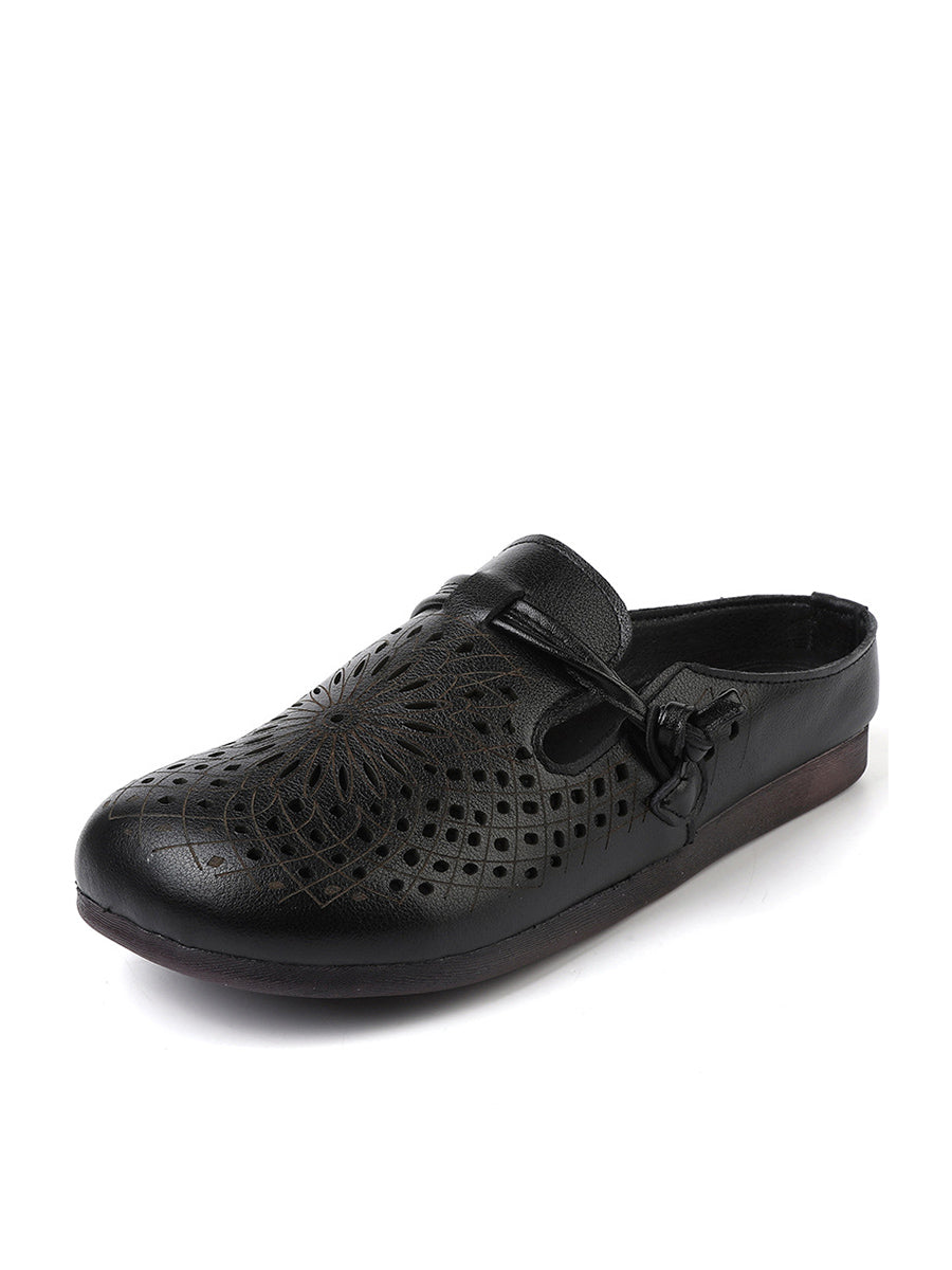 Women Summer Genuine Leather Hollow Out Shoes