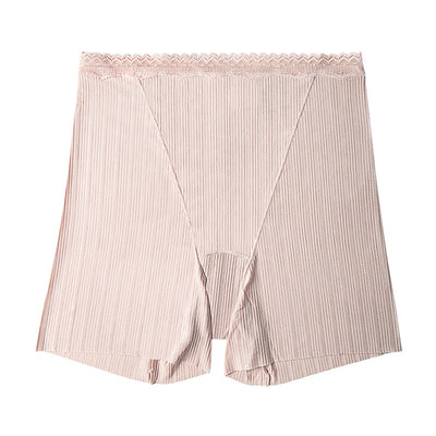 Women Pure Color Lace Waist Safety Bottom Pants