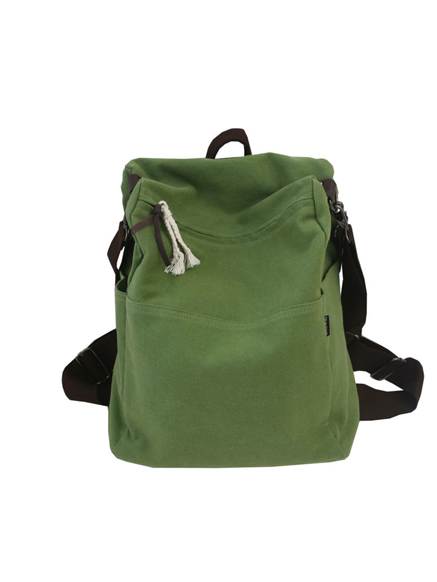 Casua Pure Color Large Capacity Square Canvas Backpack