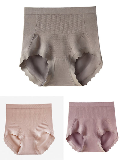 3 Pieces Women Casual Pure Color High Waist Underwear