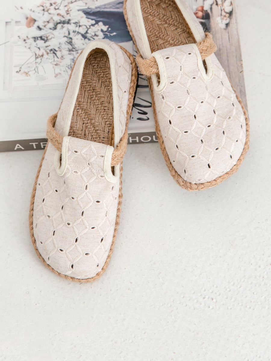 Women Summer Casual Hollow Out Flat Cotton Shoes