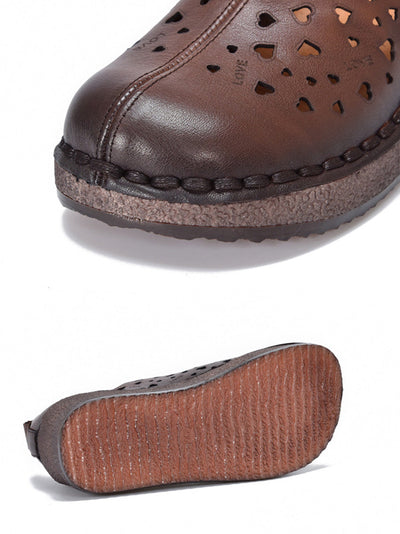 Women Summer Hollow Out Leather Platform Shoes