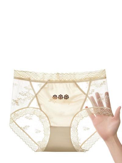 4 Pieces Summer Women Flower Lace  Underwear