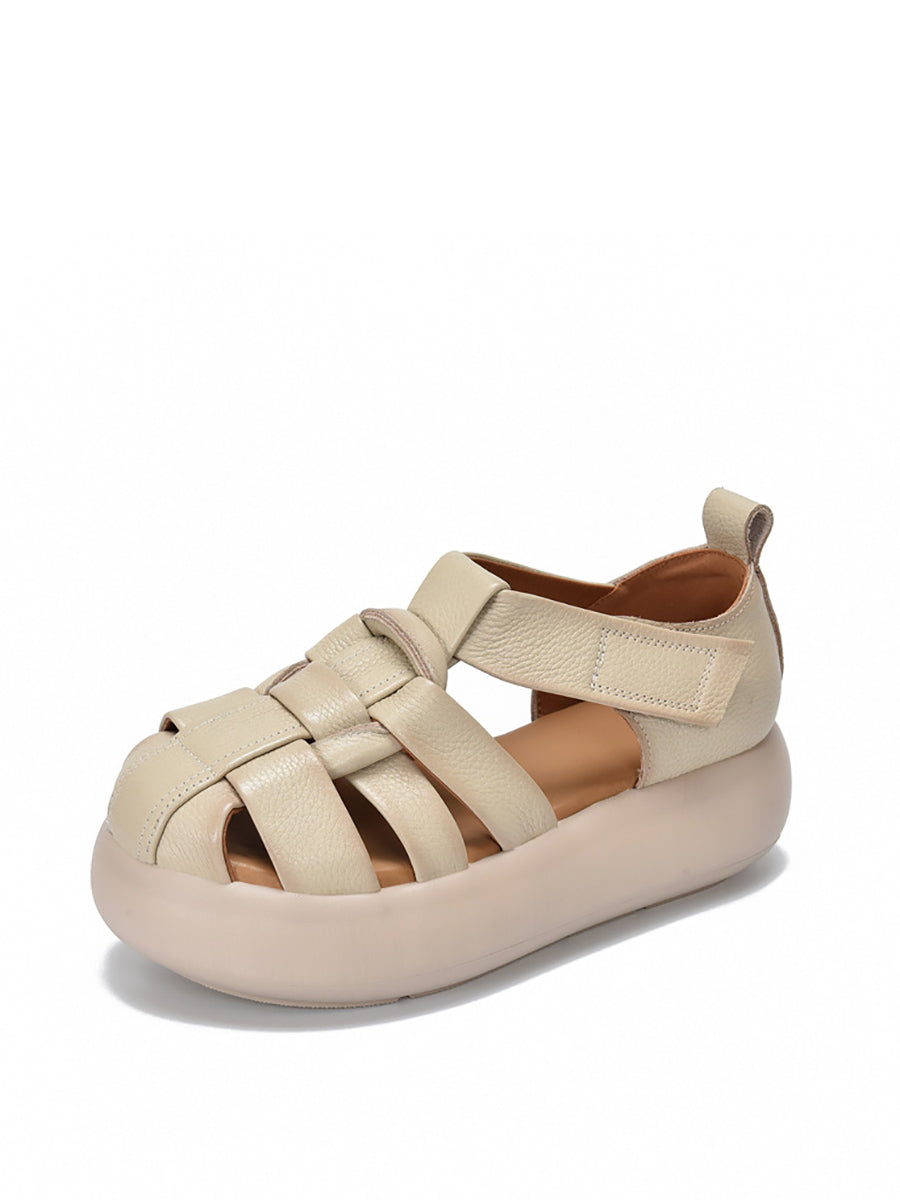 Women Casual Summer Leather Weave Platform Sandals