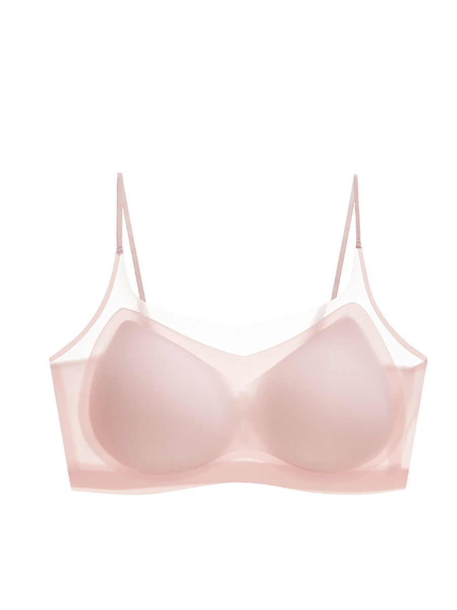 Women Summer Casual Satin Pure Color Seamless Bra