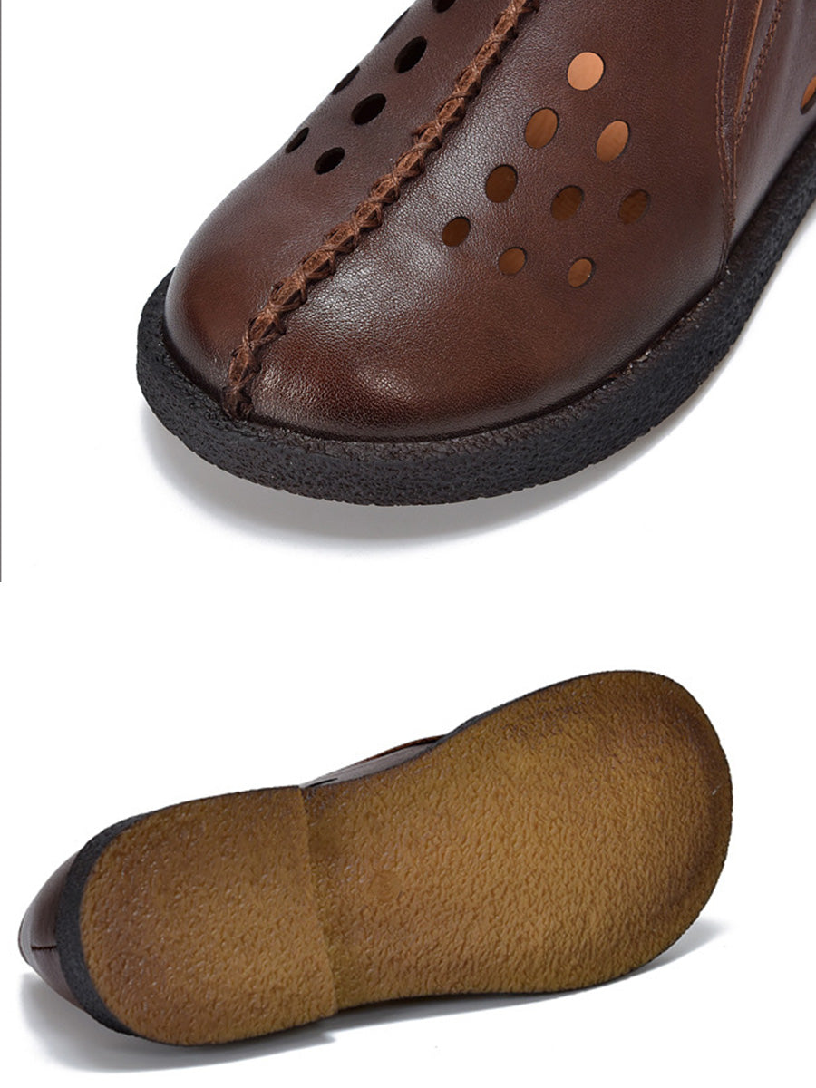 Women Summer Genuine Leather Hollow Out Shoes