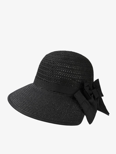 Women Summer Bowknot Straw Weave Sunproof Hat