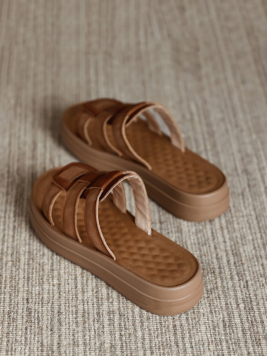 Women Summer Casual Leather Weave Slippers