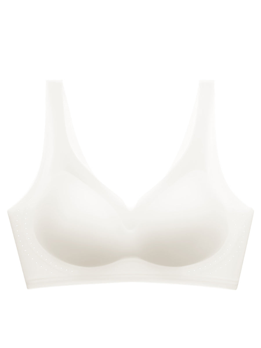 Women Summer Casual Pure Color Satin Seamless Bra