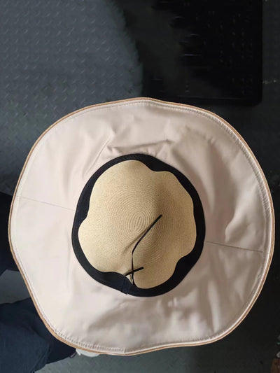Women Casual Summer Straw Spliced Sunproof Hat