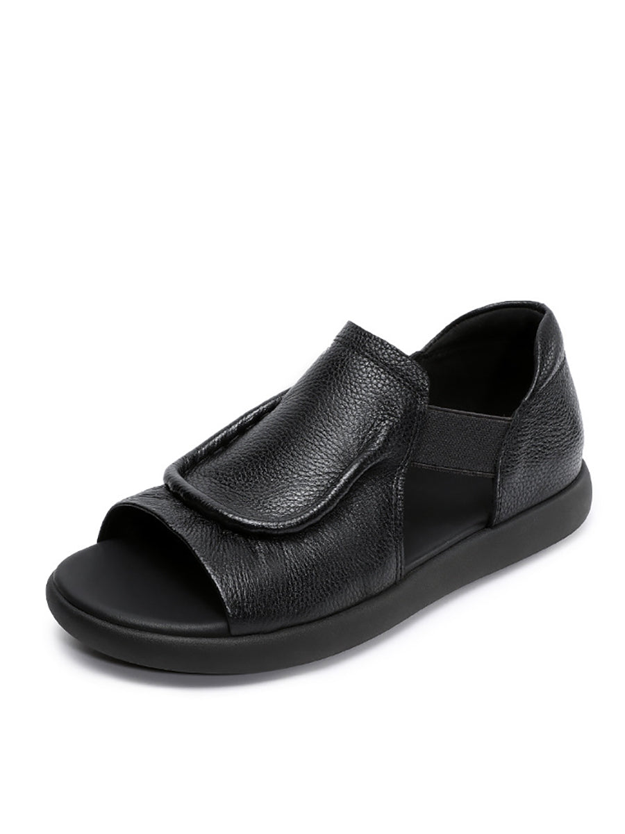 Women Summer Leather Open-Toe Flat Sandals