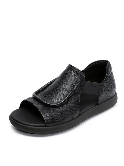 Women Summer Leather Open-Toe Flat Sandals