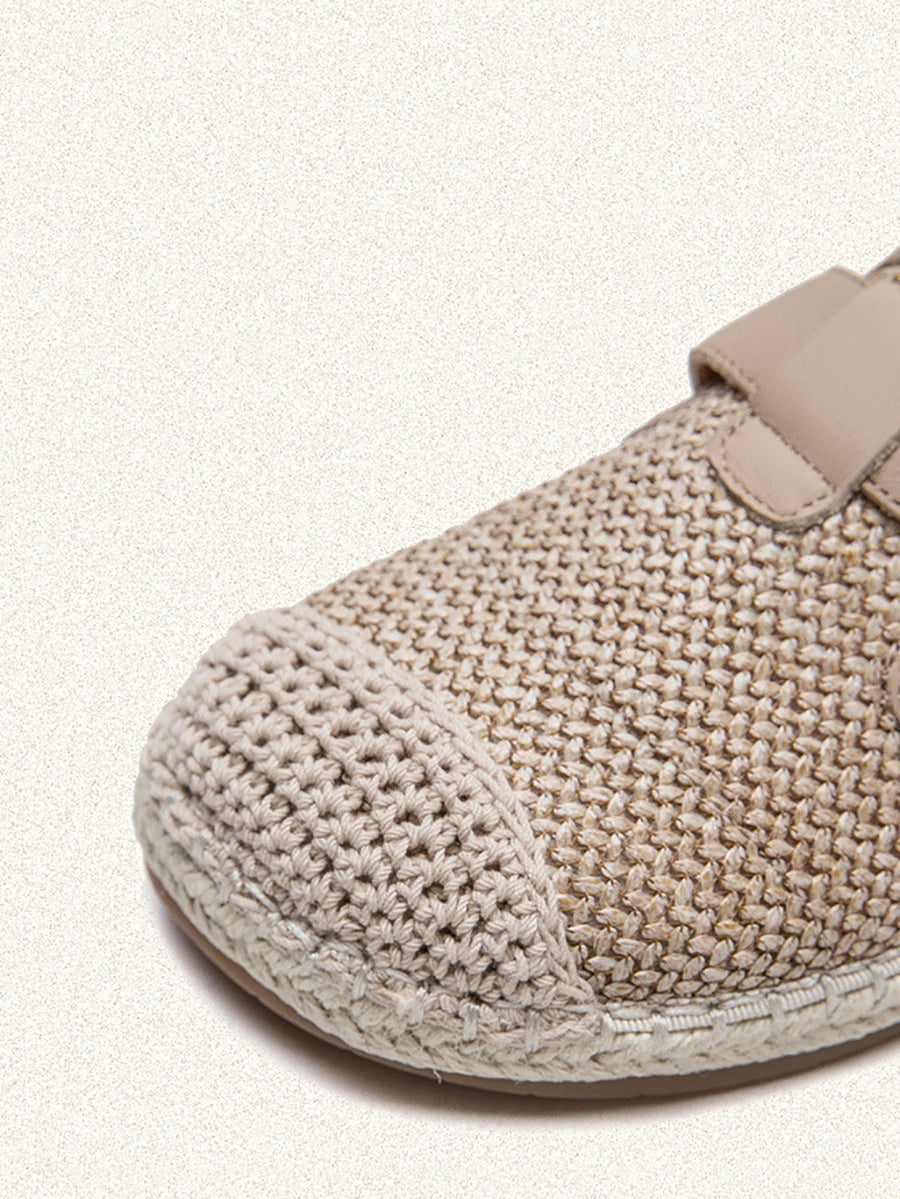 Women Summer Weave Leather Spliced Slippers