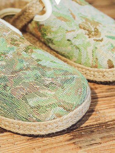 Women Summer Print Linen Flat Slippers