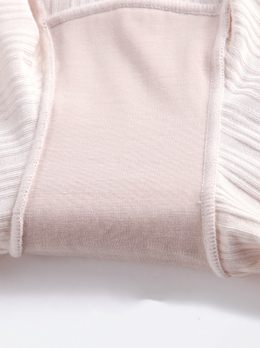 Women Pure Color Lace Waist Safety Bottom Pants