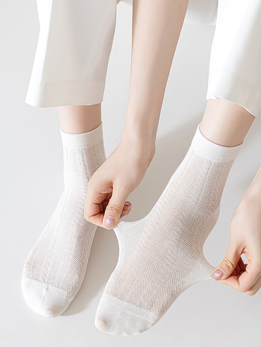 4 Pairs Women Summer Thin Cotton Socks