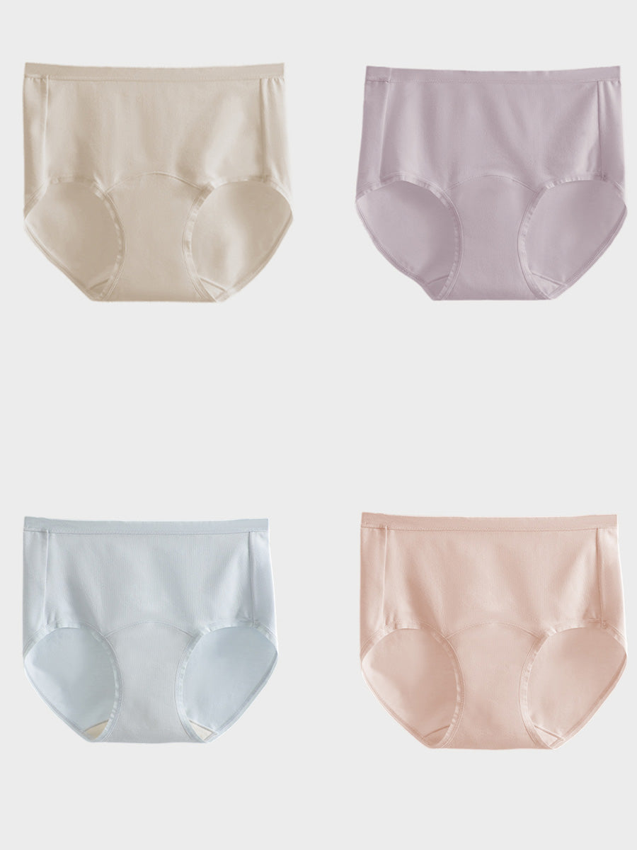 4 Pieces Summer Women Pure Color 100%Cotton Underwear
