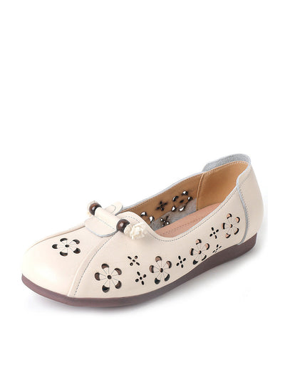Women Casual Summer Leather Hollow Out Flat Shoes