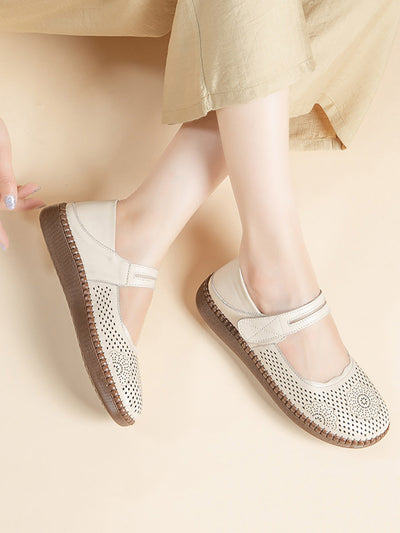 Women Summer Casual Genuinel Leather Low Heel Shoes