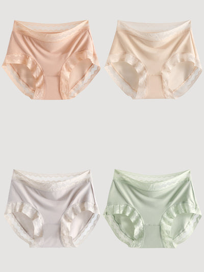 4 Pieces Women Summer Thin High Waist Underwear