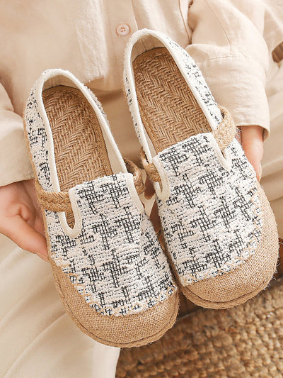 Women Artsy Canvas Linen Spliced Flat Shoes