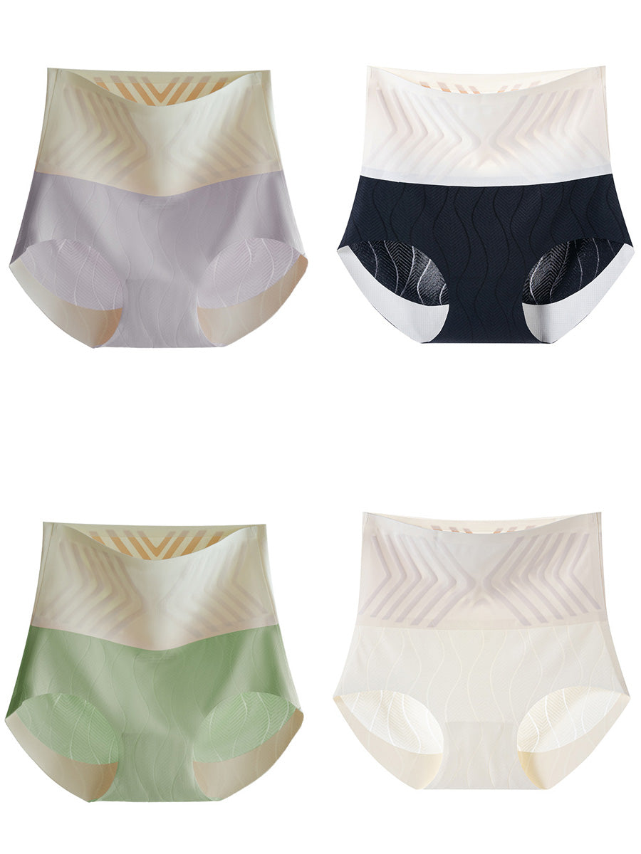 4 Pieces Summer Women Colorblock High Waist Underwear