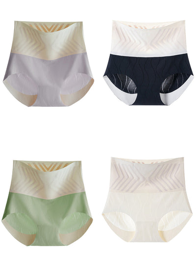 4 Pieces Summer Women Colorblock High Waist Underwear