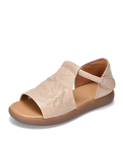 Women Summer Casual Soft Leather Flat Sandals