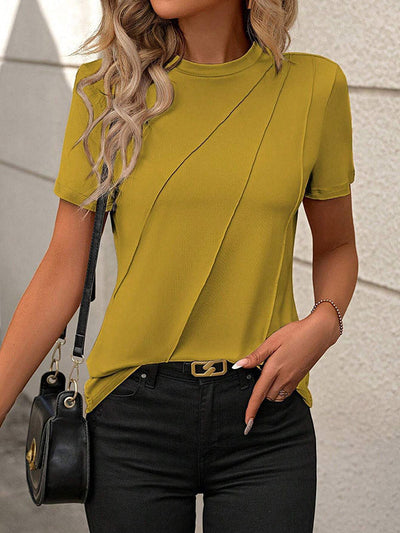 Loose Short Sleeves Solid Color Round-Neck T-Shirts Tops